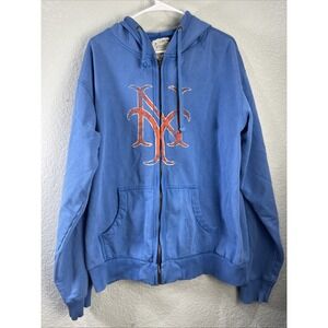 Red Jacket New York Mets Vtg Inspired Hooded Sweatshirt Sz XL Blue Full Zip MLB